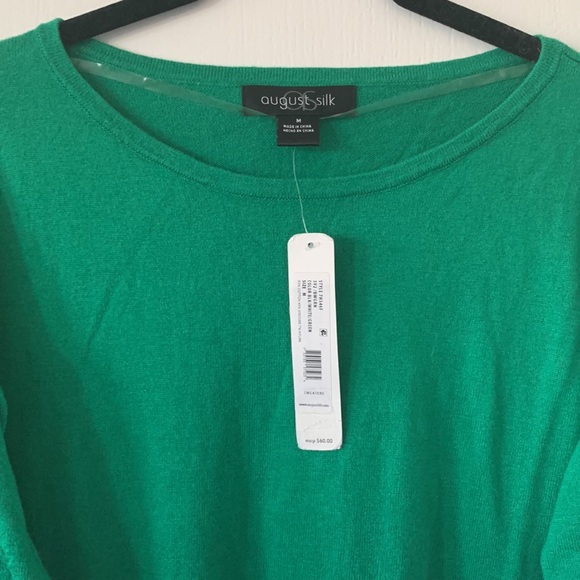 NWT AUGUST SILK Colorblock Stripes Long Sleeves Cotton Blend Sweater Size M - Picture 2 of 12